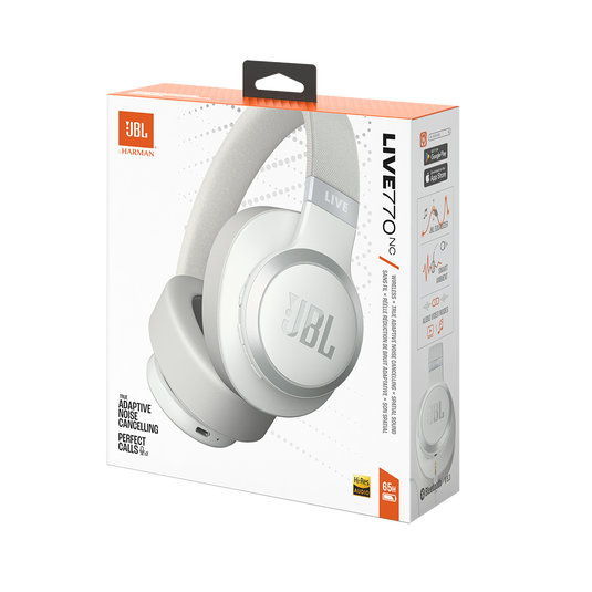JBL Live 770NC - White - Wireless Over-Ear Headphones with True Adaptive Noise Cancelling - Detailshot 10 image number null