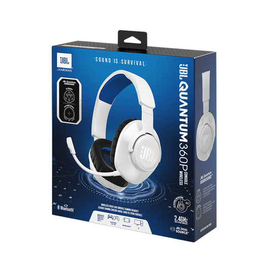 JBL Quantum 360P Console Wireless - White - Wireless over-ear console gaming headset with detachable boom mic - Detailshot 10 image number null