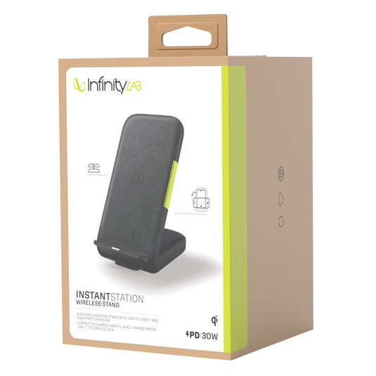 InstantStation Wireless Stand - Black - Wireless charging stand with 33W PD USB-C and USB-A fast charging - Detailshot 10 image number null