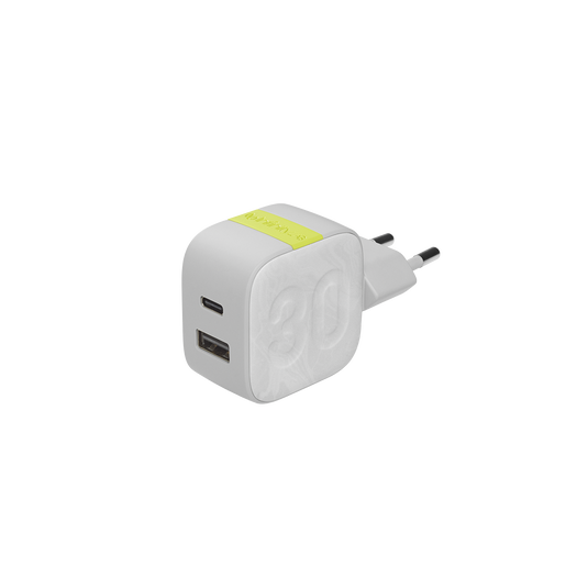 InstantCharger 30W 2 USB - White - Compact USB-C and USB-A PD charger - Hero image number null