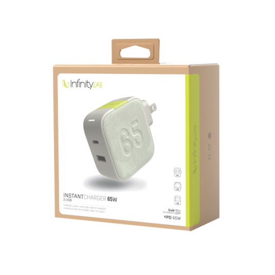 InstantCharger 65W 2 USB - White - Powerful USB-C and USB-A GaN PD charger - Detailshot 10 image number null